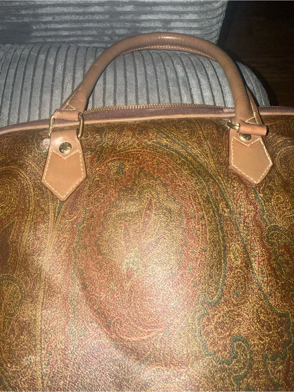 ETRO  Brown Paisley Leather Briefcase - luxury vintage